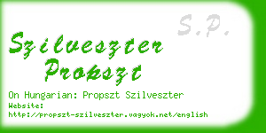 szilveszter propszt business card